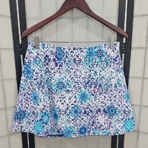 NWT Soft Surroundings Blue Floral Women's Swim Skirt Size Large
